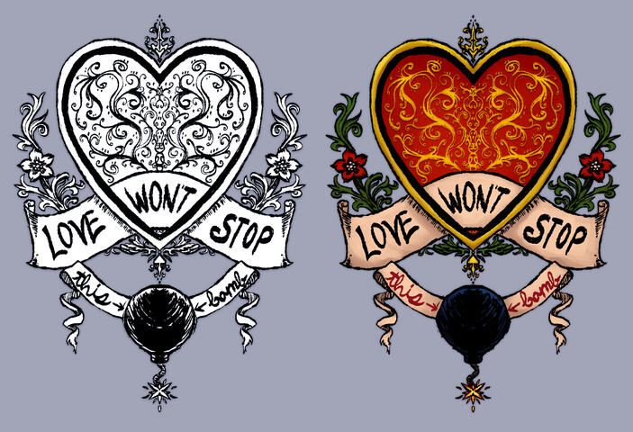 "Love Won't Stop This Bomb" scrollwok study