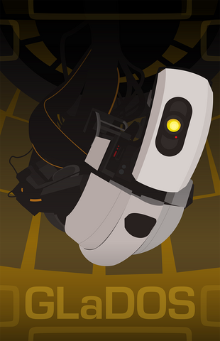 Illustrator portrait of GLaDOS from Portal